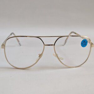 (NWT) Vintage 90's Aviator Metal Bi-Focal Reading Glasses (S. Gold)
